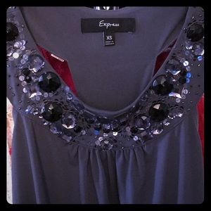 Express X-small jeweled grey tank.